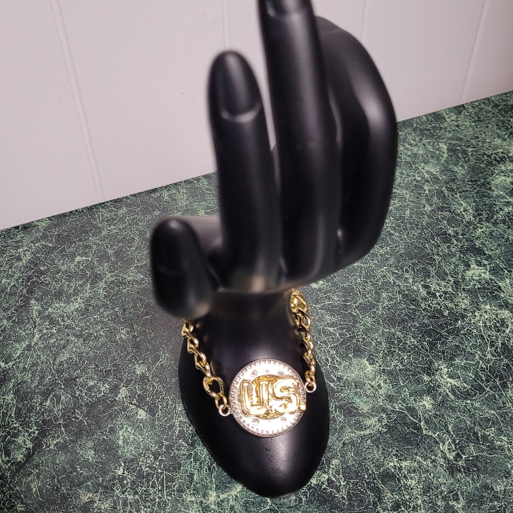 Elegant Gold and Silver US Emblem Bracelet Handmade
